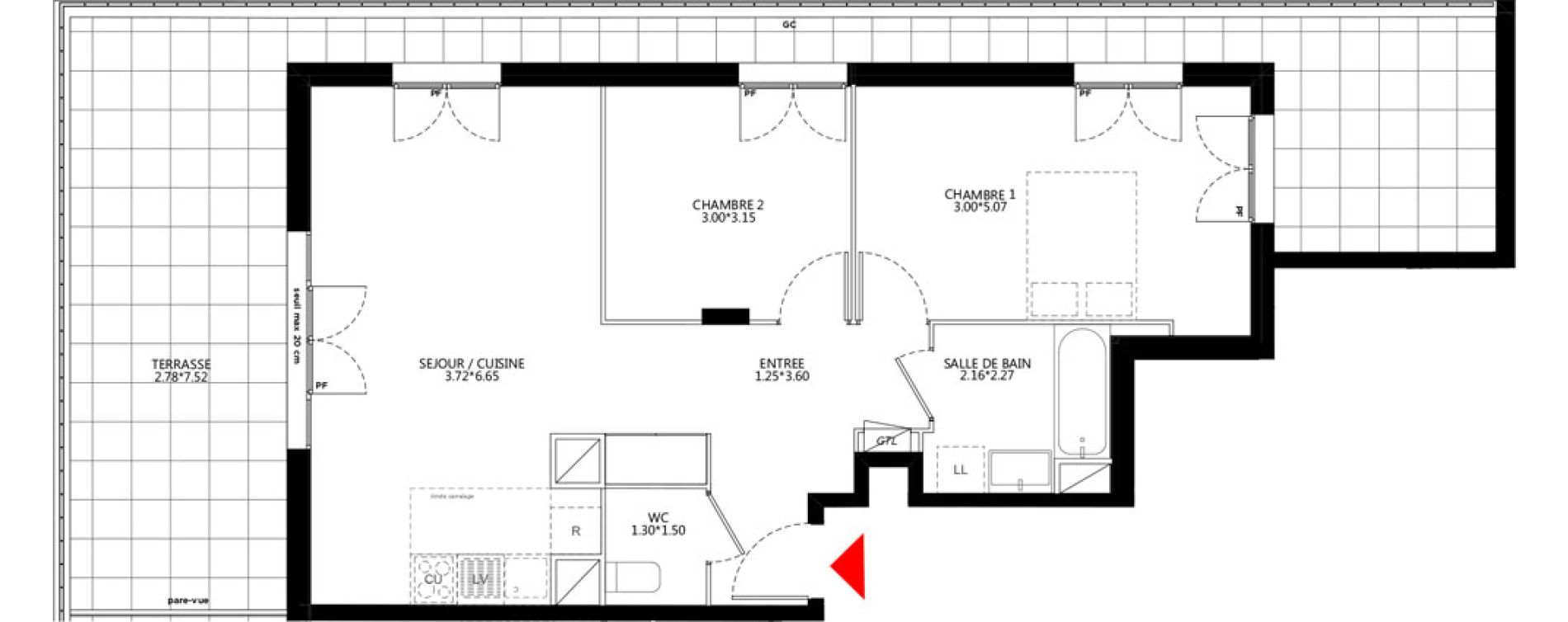 Appartement T3 de 65,24 m2 &agrave; Bondy Le moulin-&agrave;-vent