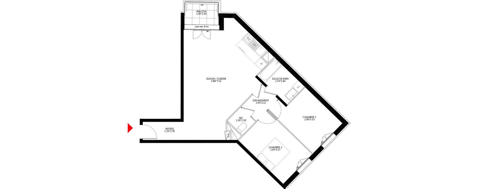 Appartement T3 de 70,92 m2 &agrave; Bondy Le moulin-&agrave;-vent