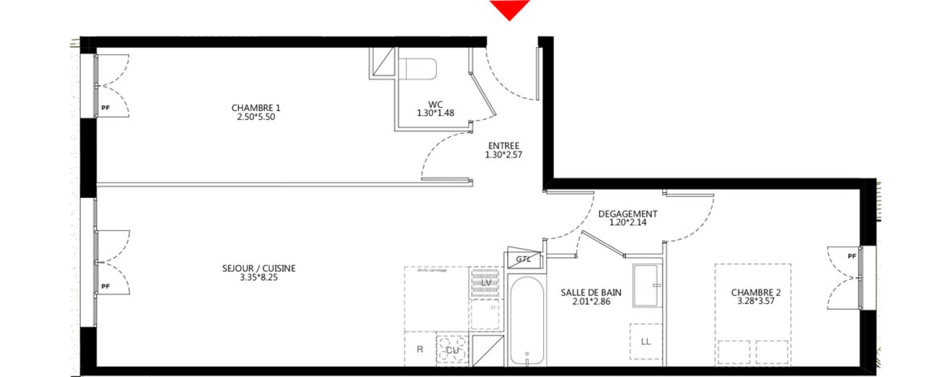 Appartement T3 de 65,51 m2 &agrave; Bondy Le moulin-&agrave;-vent