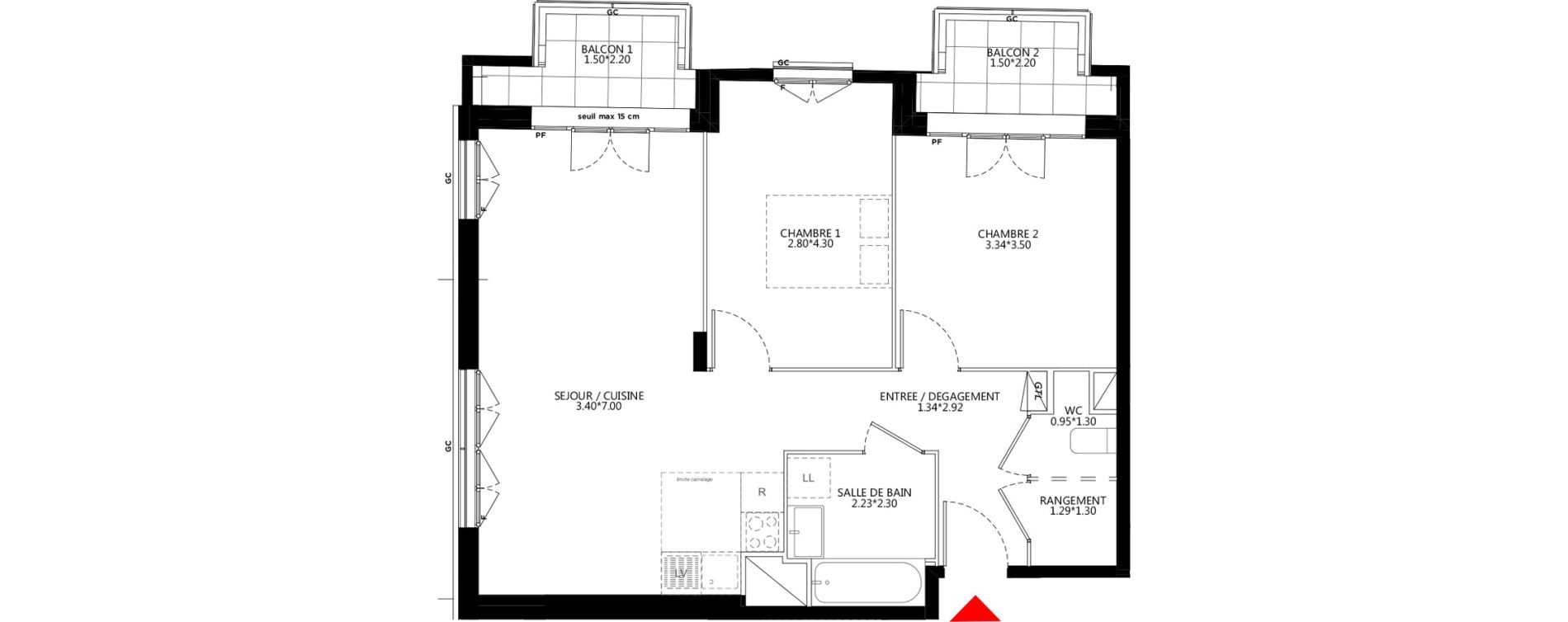 Appartement T3 de 65,93 m2 &agrave; Bondy Le moulin-&agrave;-vent