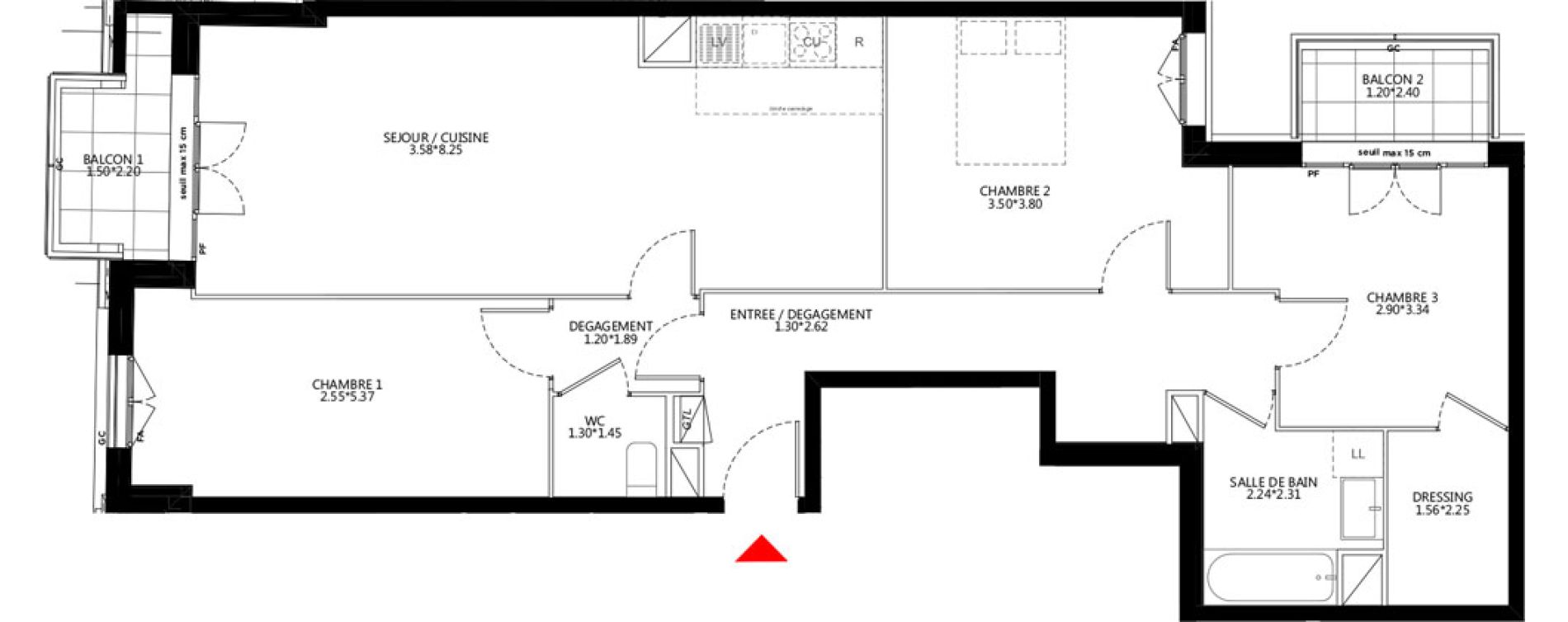 Appartement T4 de 97,04 m2 &agrave; Bondy Le moulin-&agrave;-vent