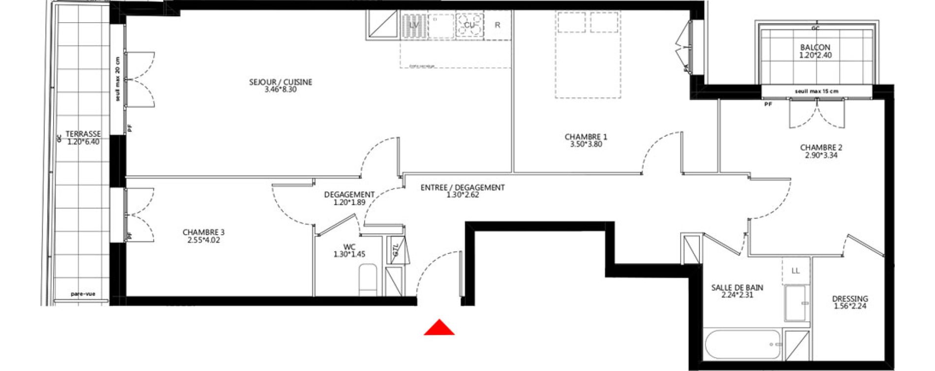 Appartement T4 de 88,34 m2 &agrave; Bondy Le moulin-&agrave;-vent