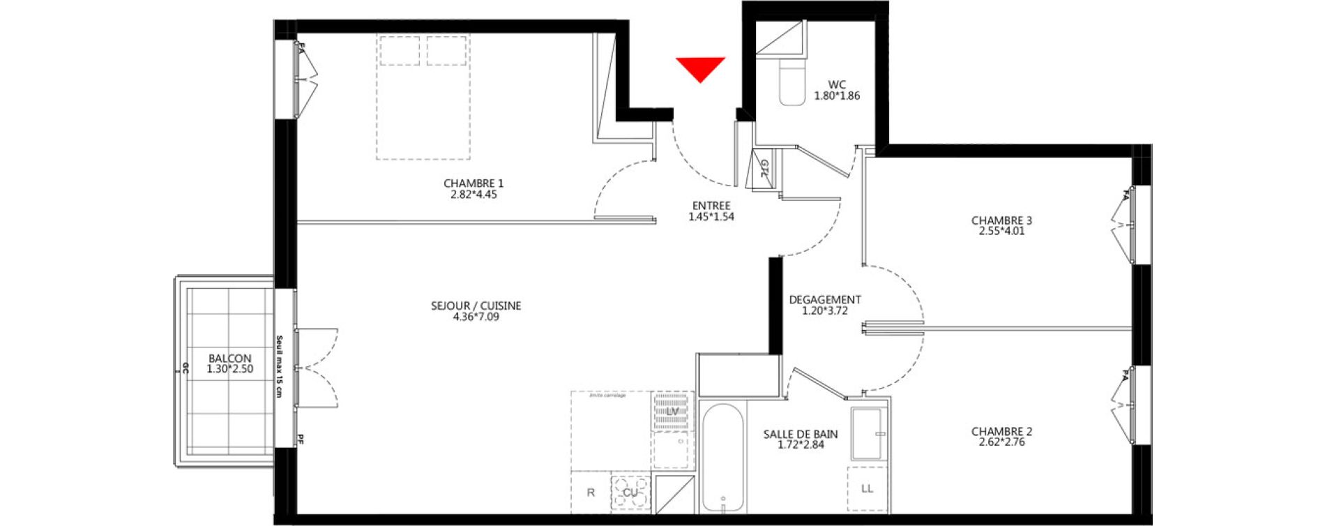 Appartement T4 de 77,68 m2 &agrave; Bondy Le moulin-&agrave;-vent