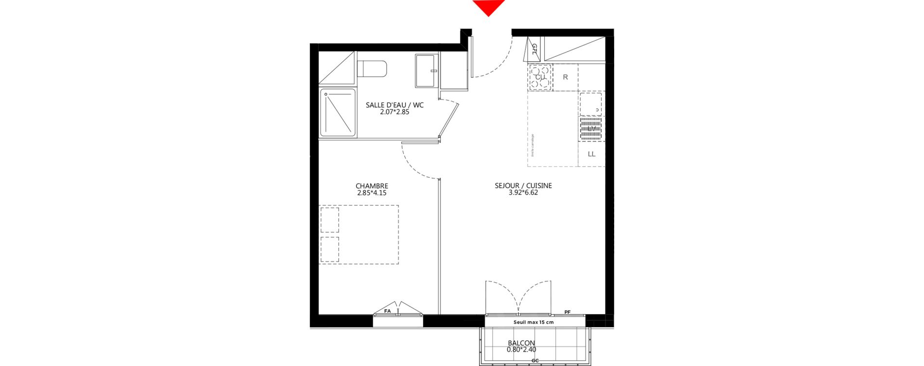 Appartement T2 de 41,44 m2 &agrave; Bondy Le moulin-&agrave;-vent