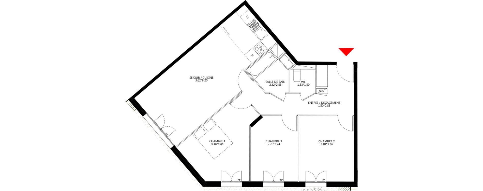 Appartement T4 de 79,92 m2 &agrave; Bondy Le moulin-&agrave;-vent