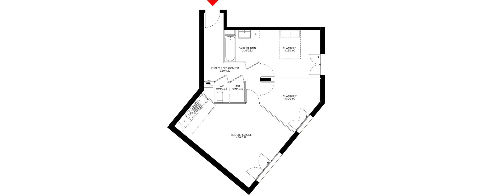 Appartement T3 de 65,12 m2 &agrave; Bondy Le moulin-&agrave;-vent