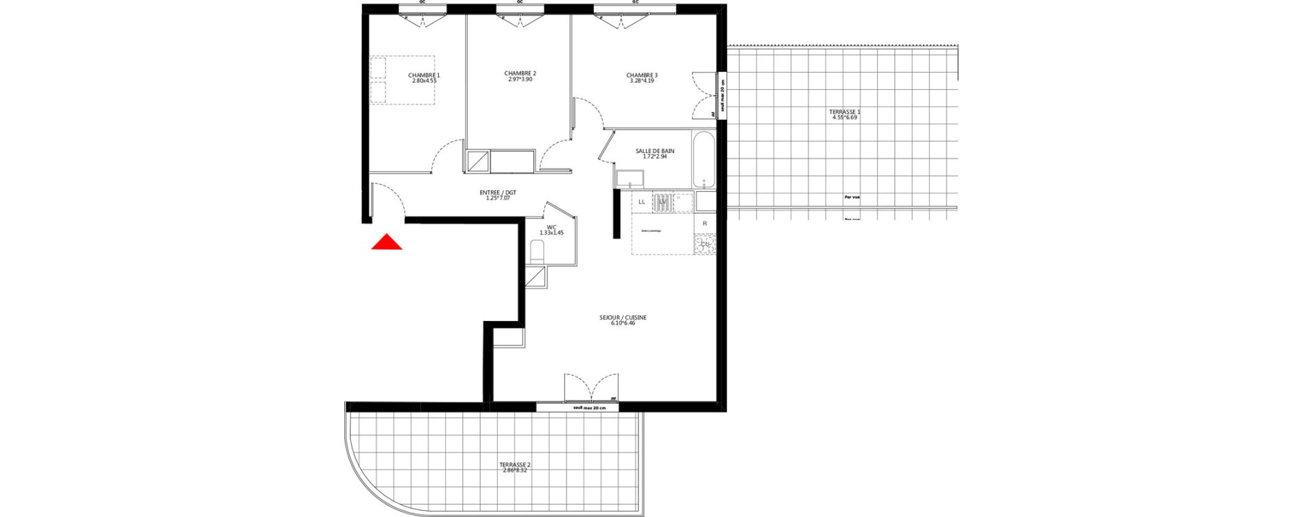 Appartement T4 de 87,66 m2 &agrave; Bondy Le moulin-&agrave;-vent