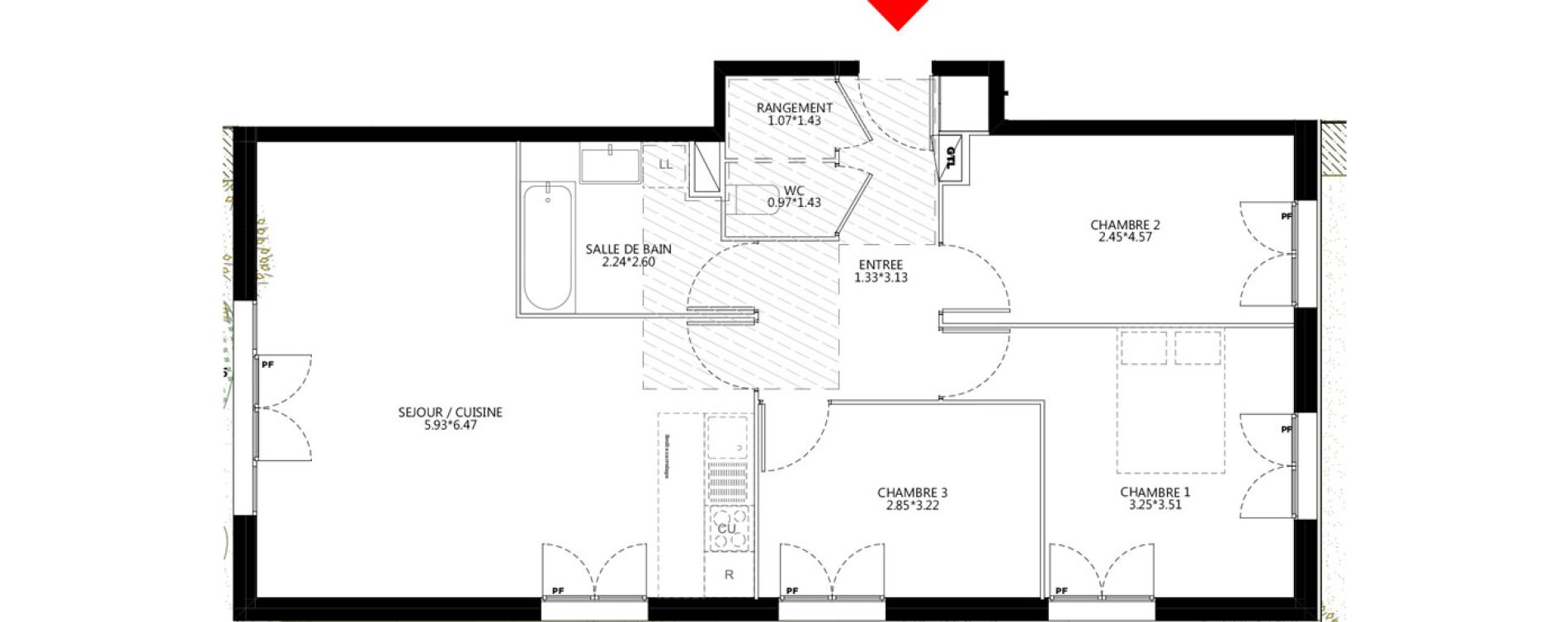 Appartement T4 de 80,92 m2 &agrave; Bondy Le moulin-&agrave;-vent