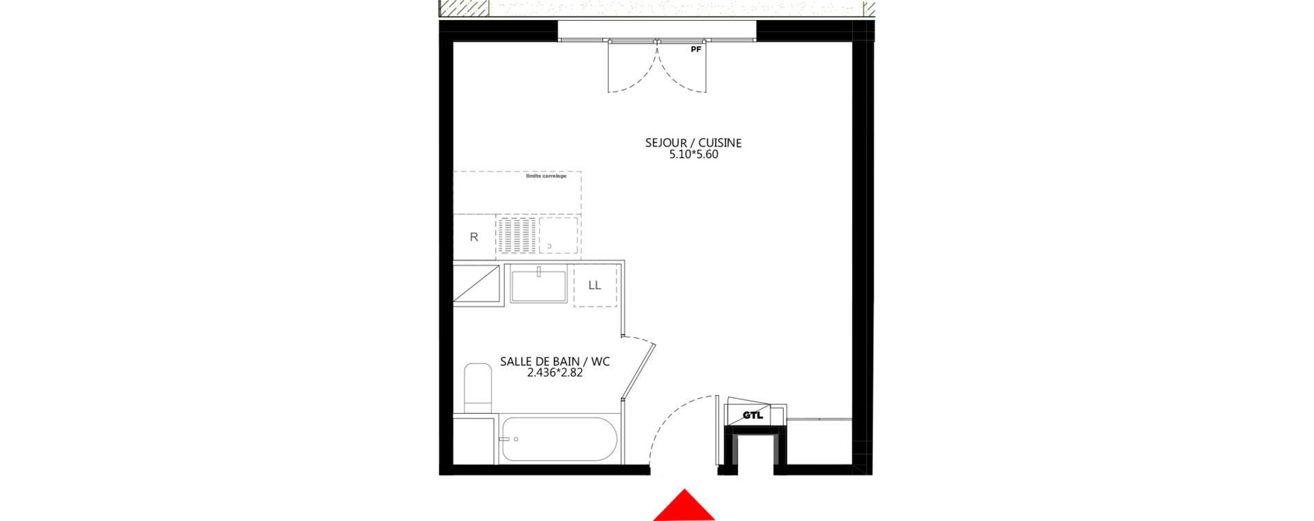 Appartement T1 de 31,52 m2 &agrave; Bondy Le moulin-&agrave;-vent