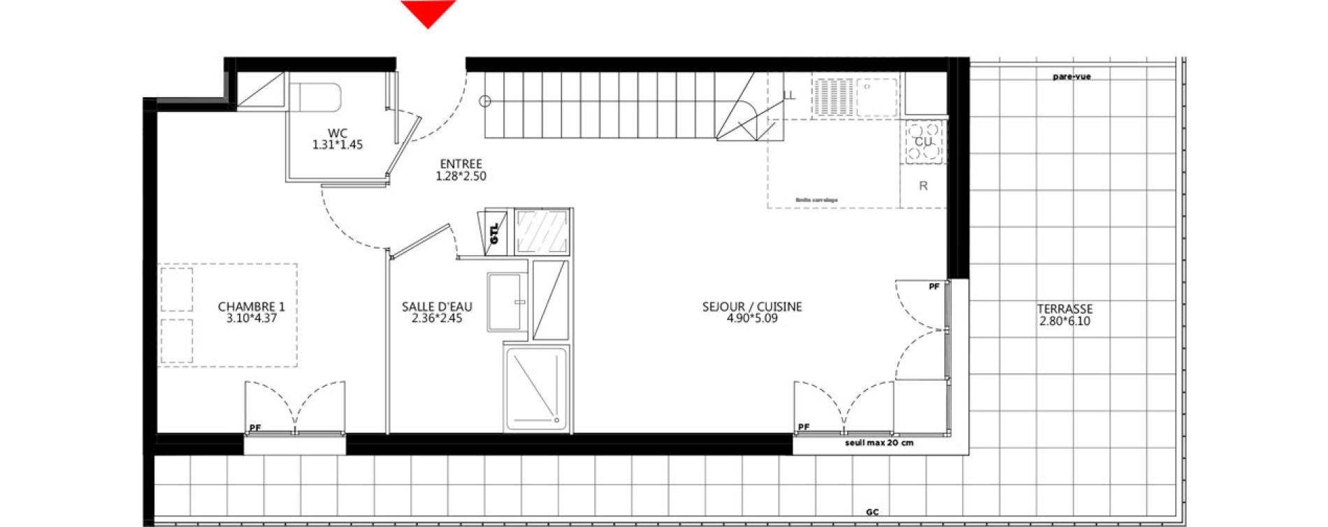 Duplex T5 de 93,44 m2 &agrave; Bondy Le moulin-&agrave;-vent