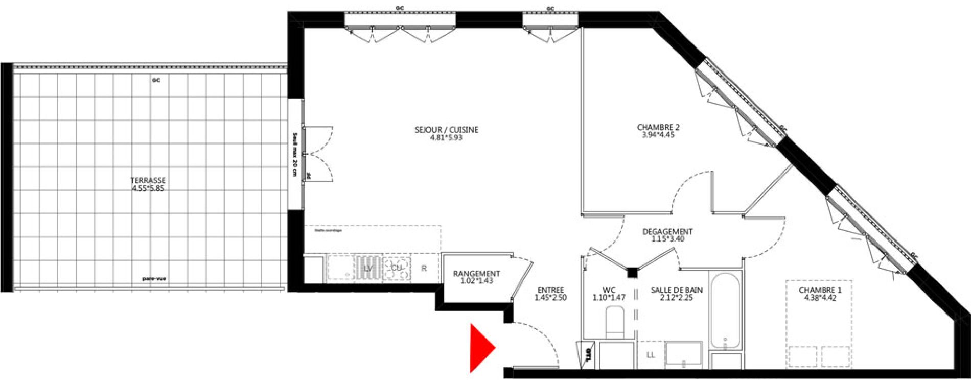 Appartement T3 de 71,39 m2 &agrave; Bondy Le moulin-&agrave;-vent