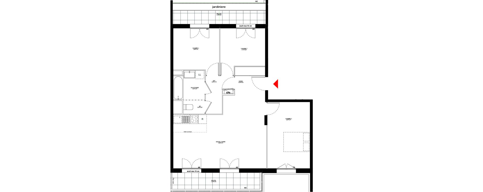 Appartement T4 de 79,08 m2 &agrave; Bondy Le moulin-&agrave;-vent