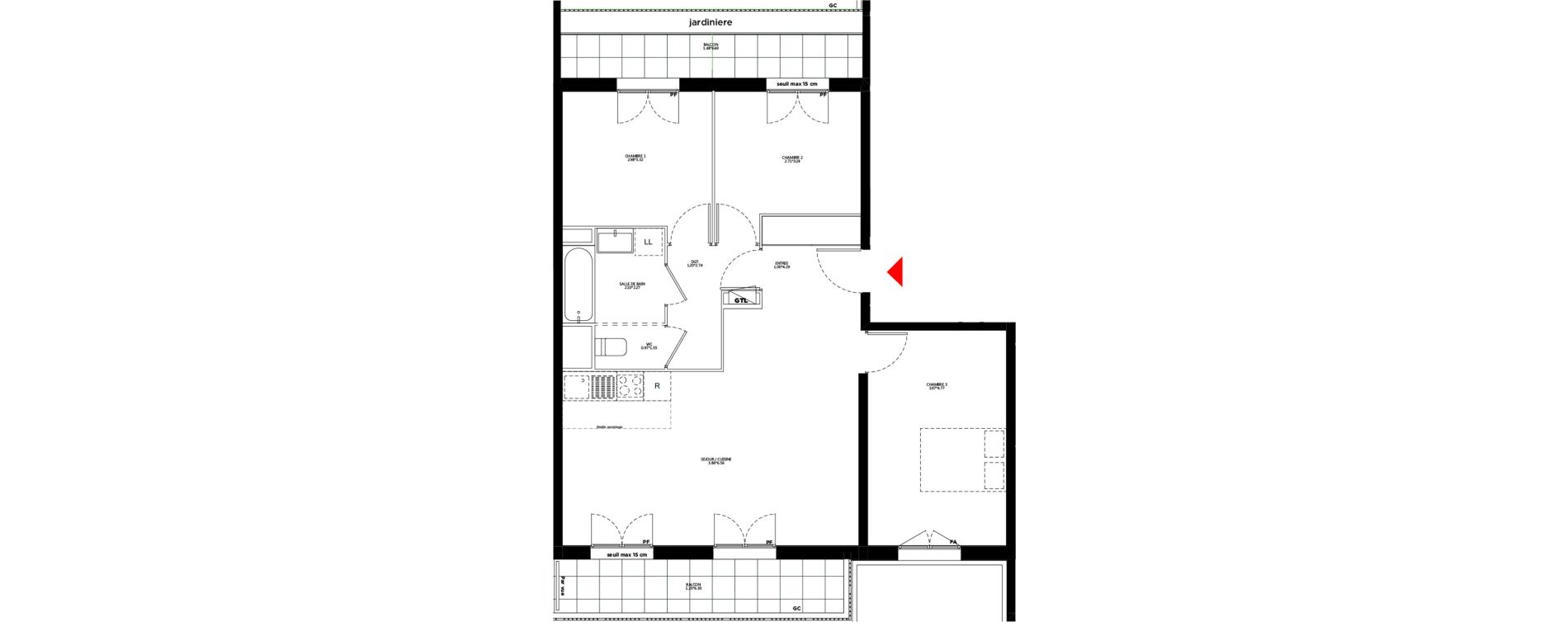 Appartement T4 de 78,51 m2 &agrave; Bondy Le moulin-&agrave;-vent