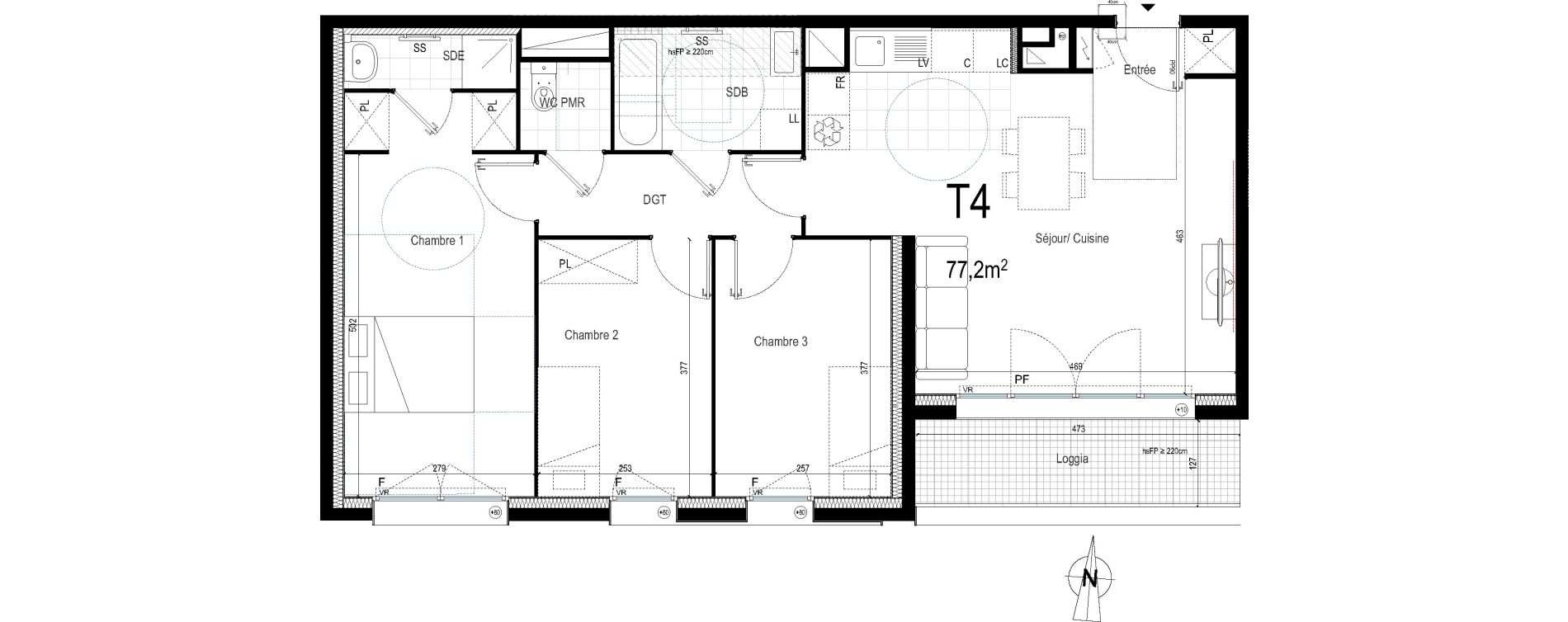 Appartement T4 de 77,20 m2 &agrave; Bondy Les rives de l&rsquo;ourcq
