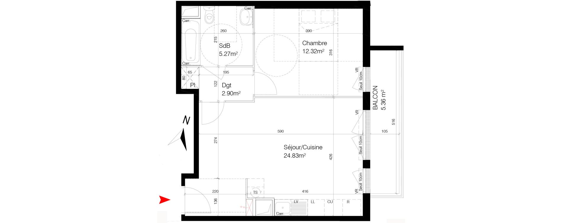 Appartement T2 de 45,32 m2 &agrave; Bondy Centre