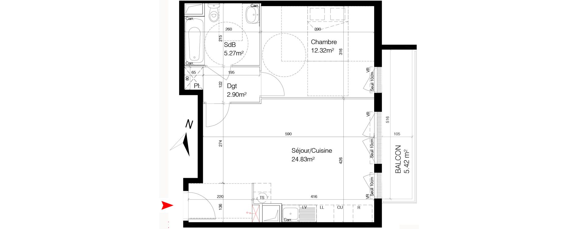 Appartement T2 de 45,32 m2 &agrave; Bondy Centre