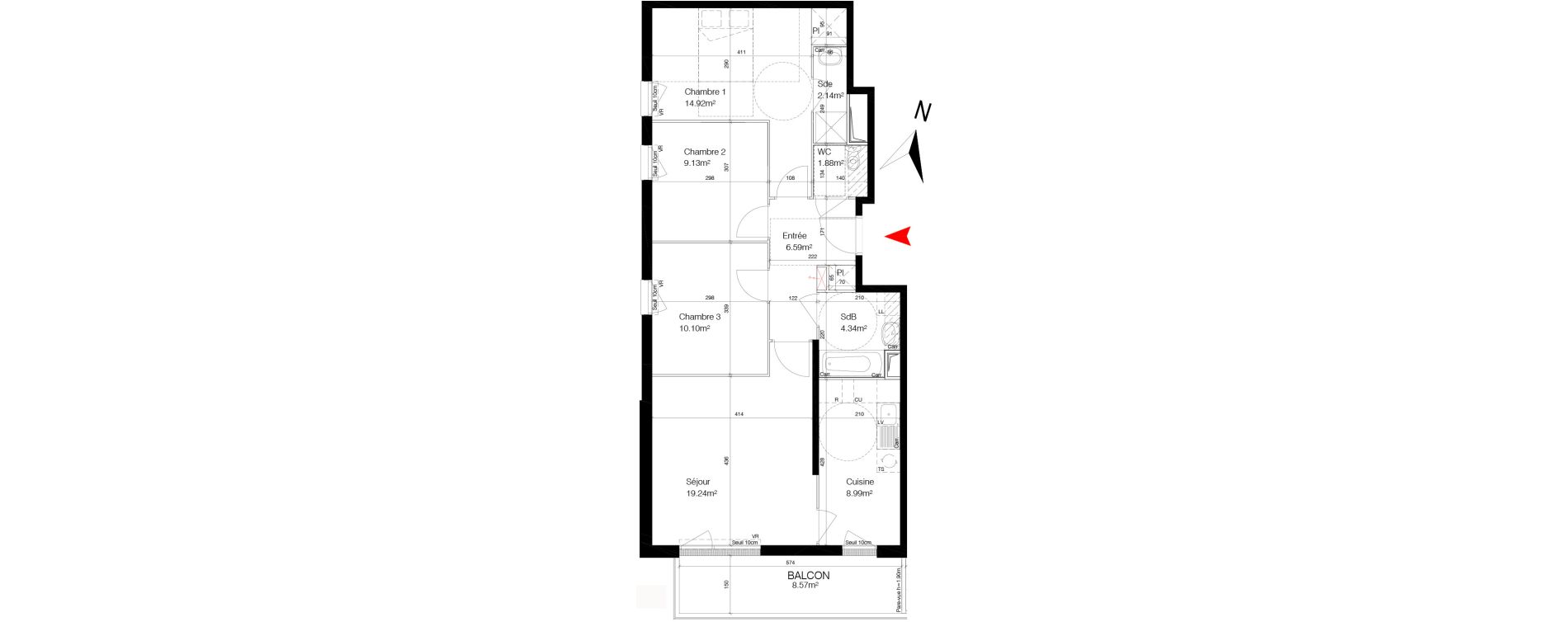Appartement T4 de 77,33 m2 &agrave; Bondy Centre
