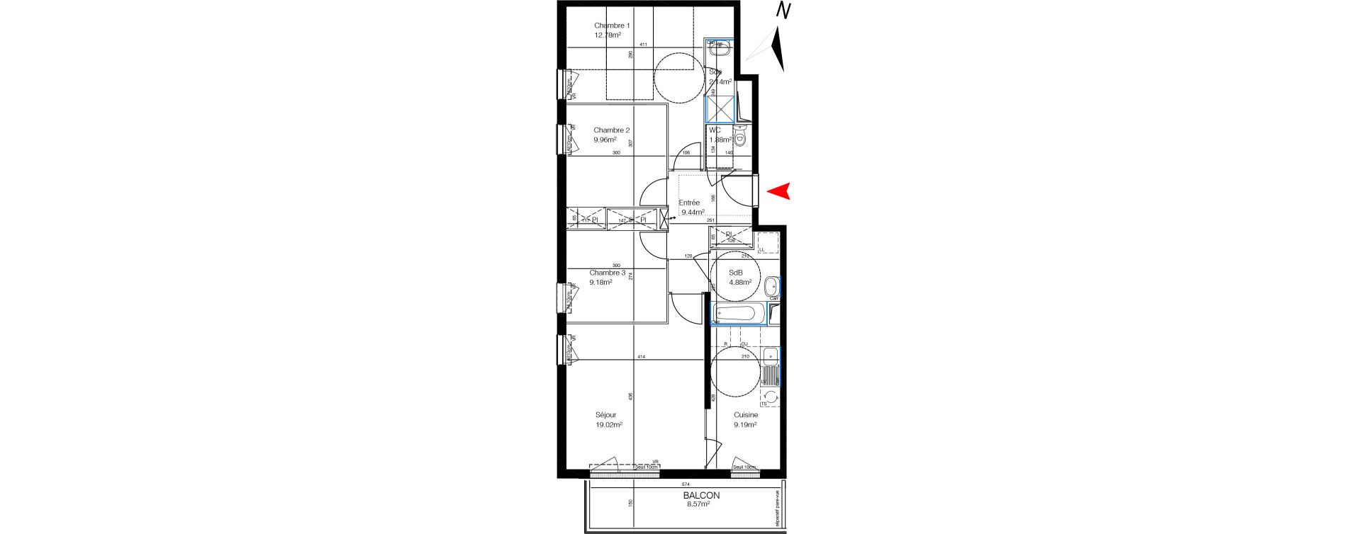 Appartement T4 de 78,47 m2 &agrave; Bondy Centre