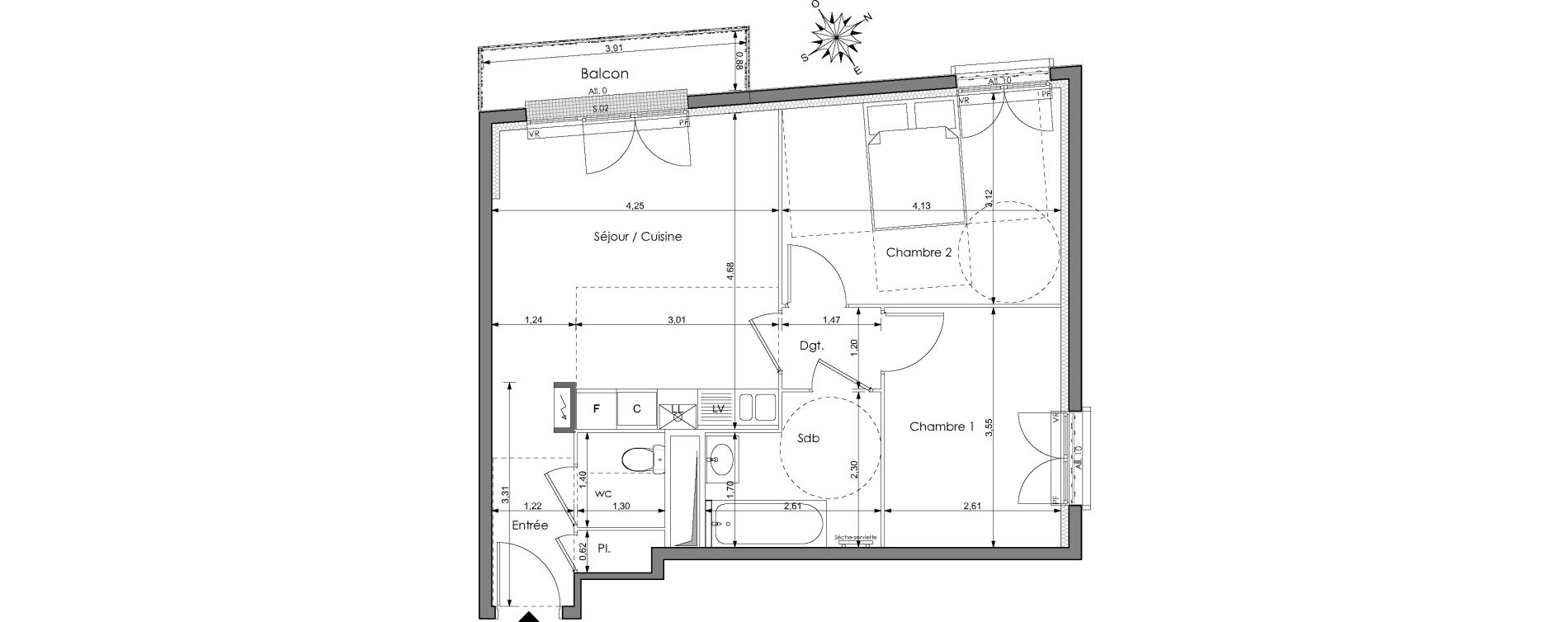 Appartement T3 de 53,75 m2 &agrave; Clichy-Sous-Bois Centre