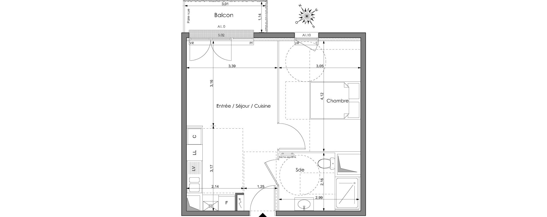 Appartement T2 de 38,99 m2 &agrave; Clichy-Sous-Bois Centre