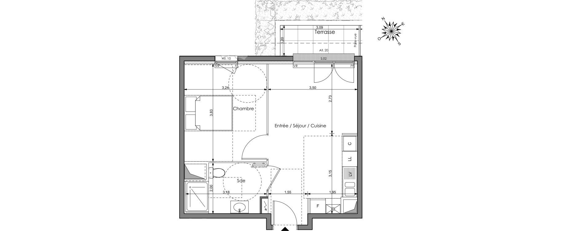 Appartement T2 de 38,63 m2 &agrave; Clichy-Sous-Bois Centre