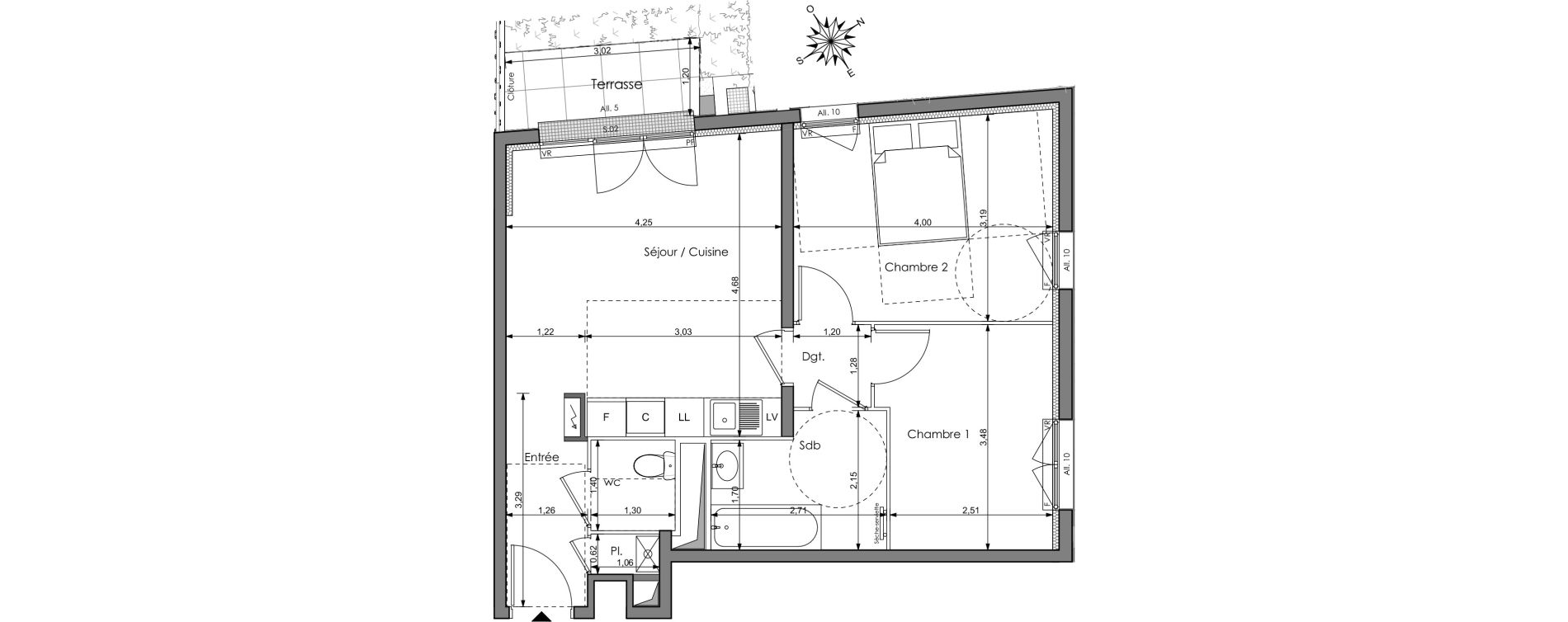 Appartement T3 de 53,19 m2 &agrave; Clichy-Sous-Bois Centre
