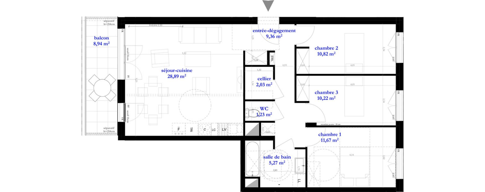 Appartement T4 de 79,49 m2 &agrave; Clichy-Sous-Bois La dhuys