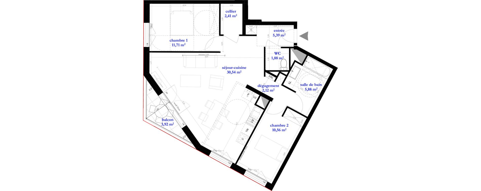 Appartement T3 de 70,49 m2 &agrave; Clichy-Sous-Bois La dhuys