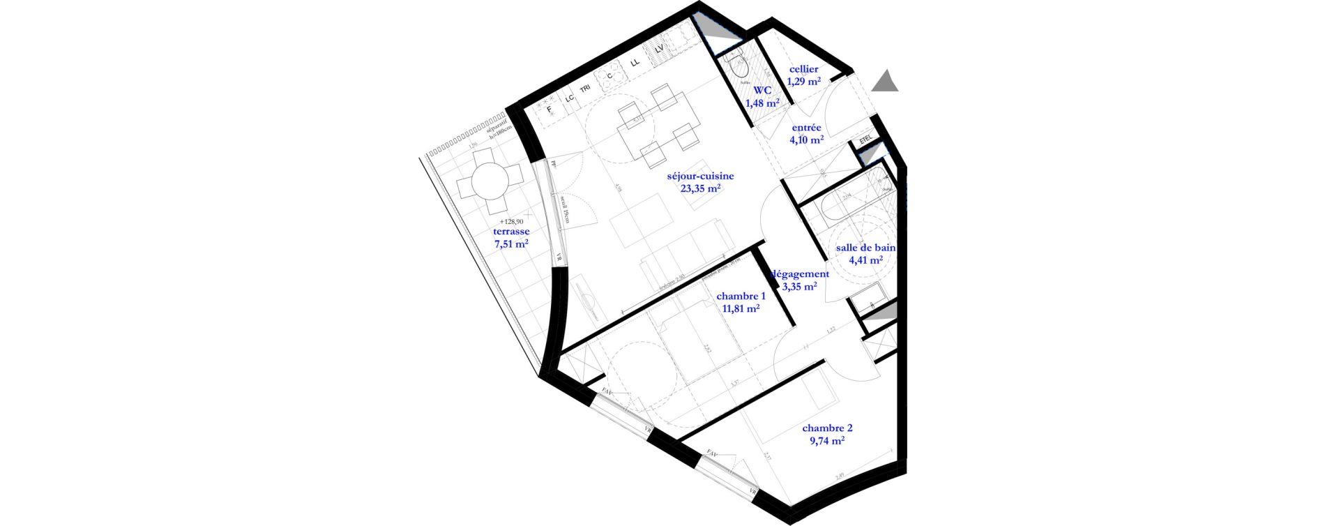 Appartement T3 de 59,53 m2 &agrave; Clichy-Sous-Bois La dhuys