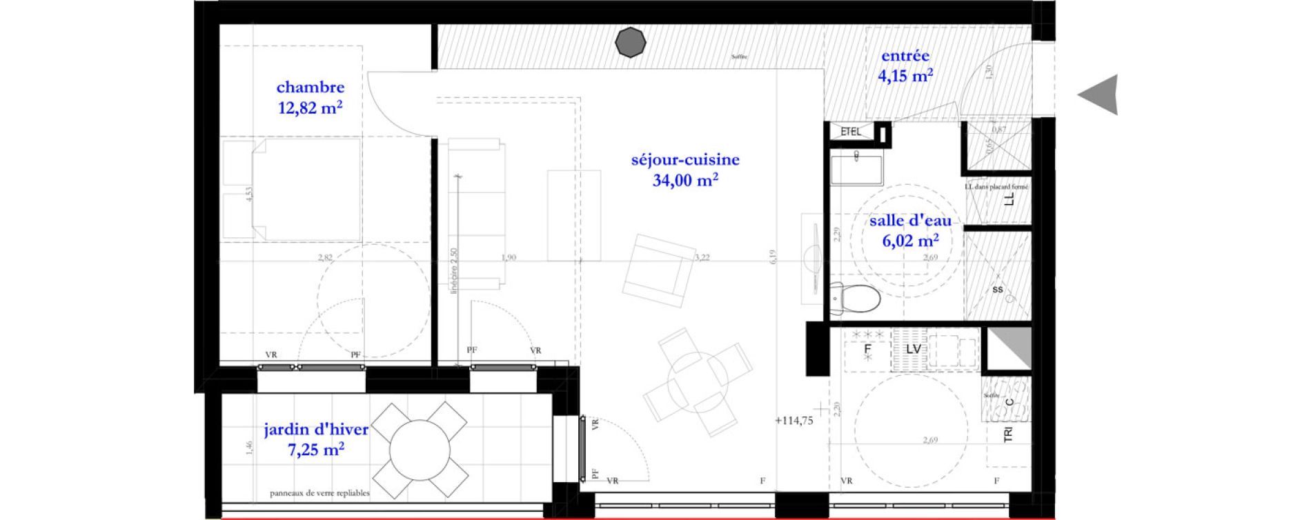 Appartement T2 de 56,99 m2 &agrave; Clichy-Sous-Bois La dhuys