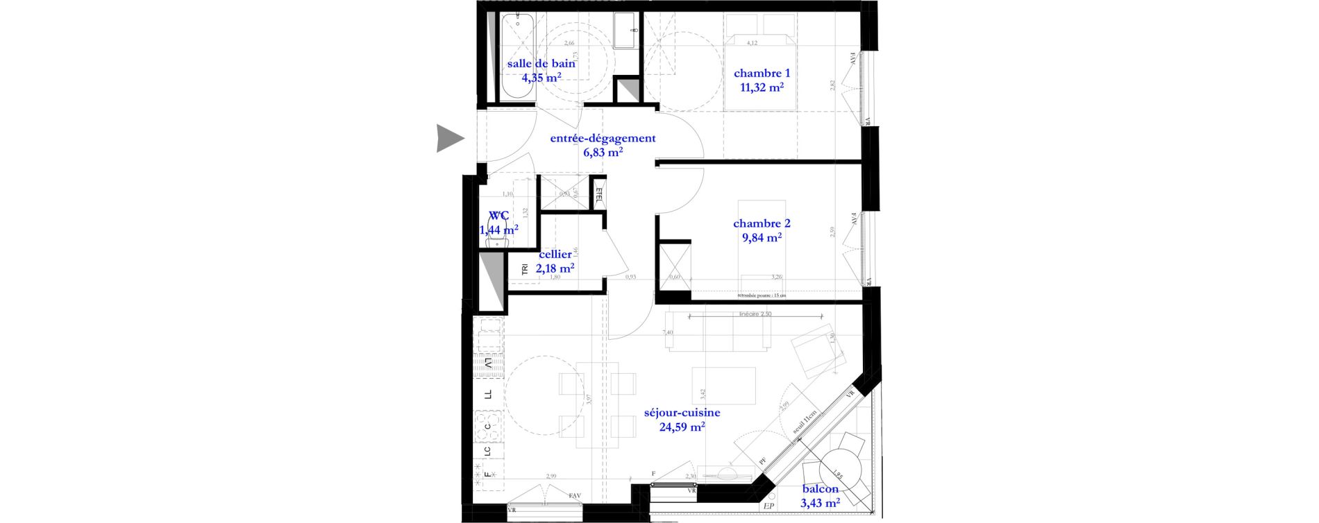 Appartement T3 de 60,55 m2 &agrave; Clichy-Sous-Bois La dhuys