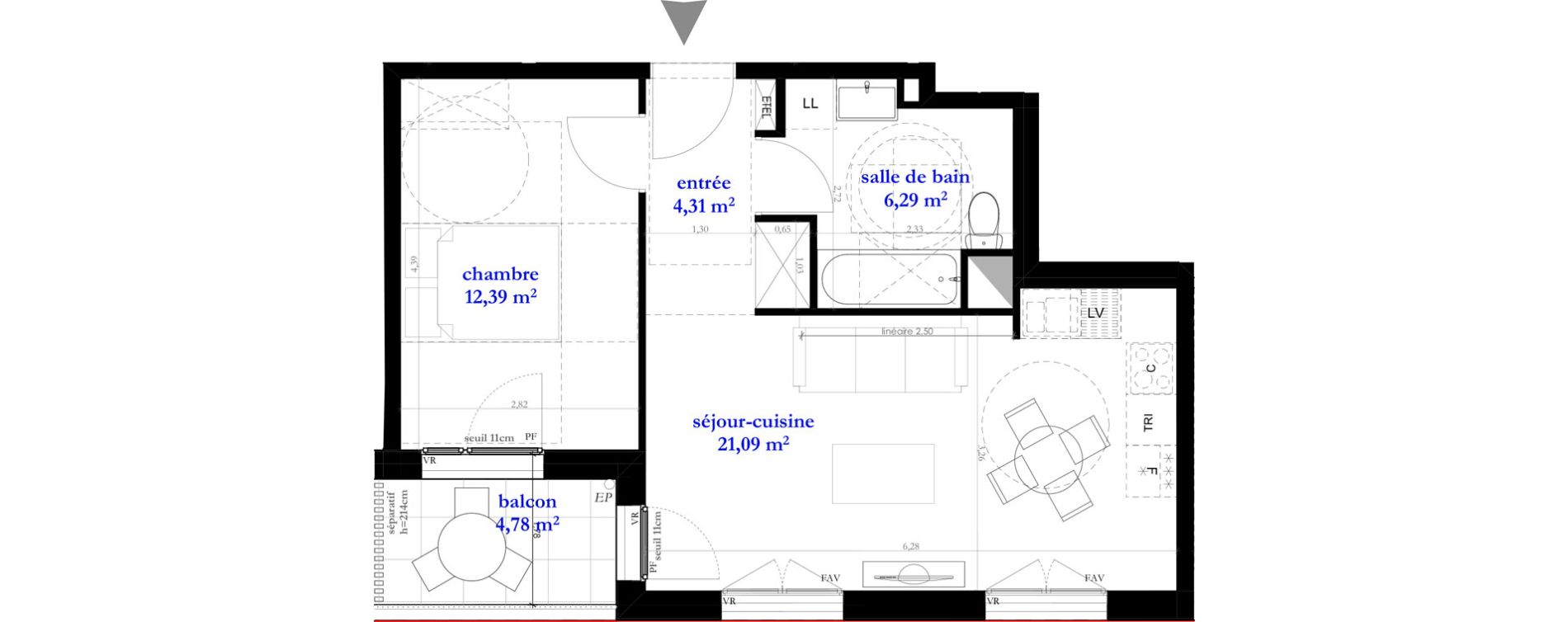 Appartement T2 de 44,08 m2 &agrave; Clichy-Sous-Bois La dhuys