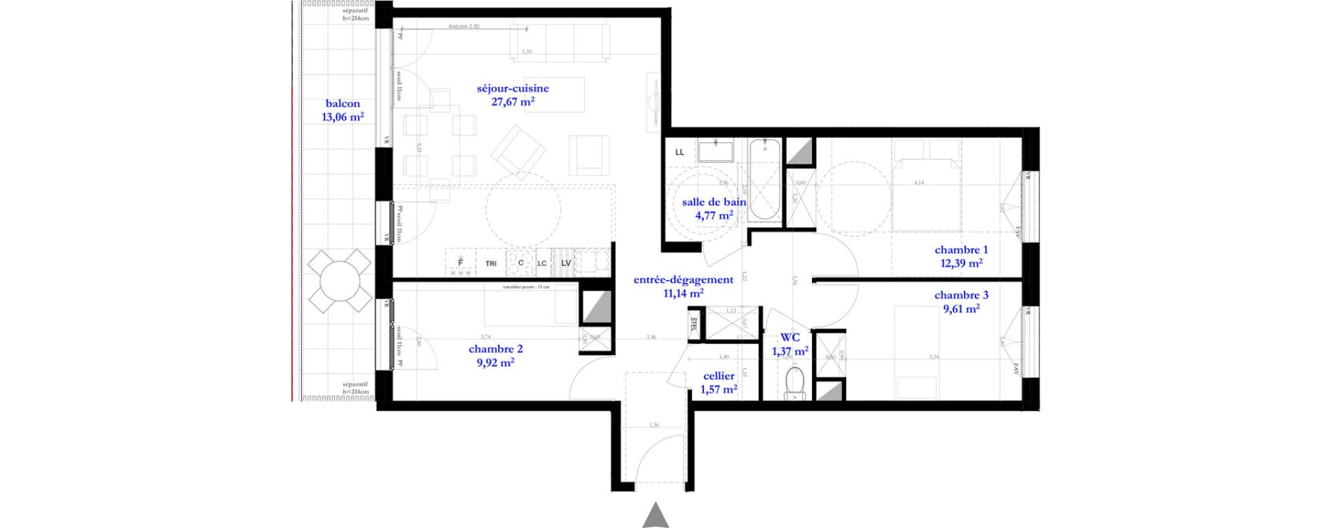 Appartement T4 de 78,44 m2 &agrave; Clichy-Sous-Bois La dhuys