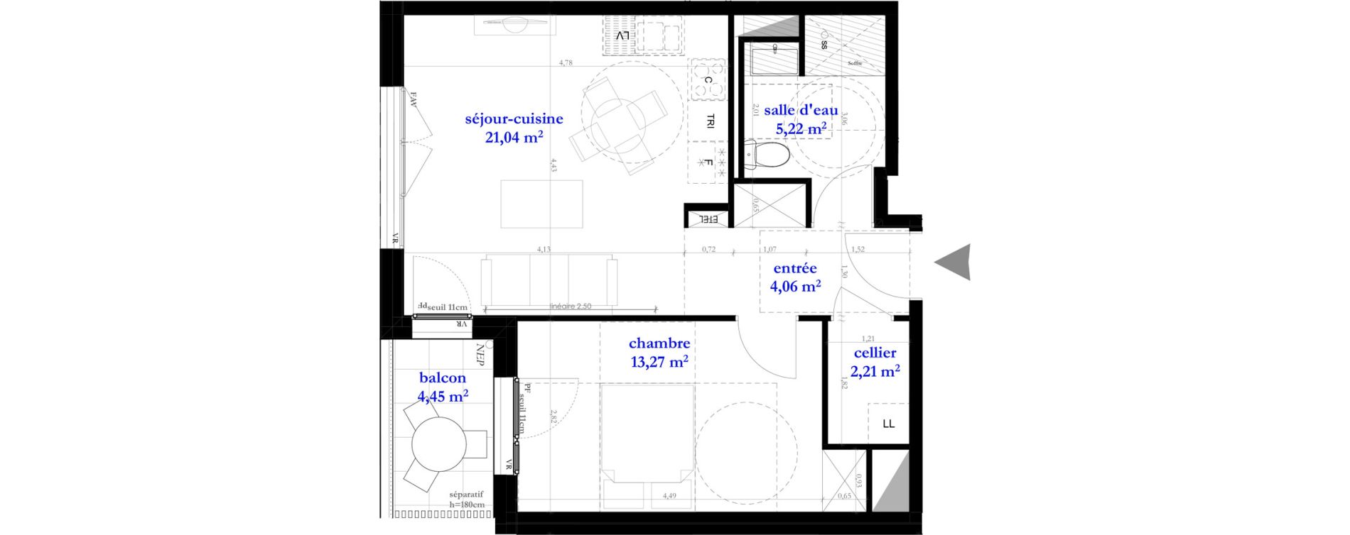 Appartement T2 de 45,80 m2 &agrave; Clichy-Sous-Bois La dhuys