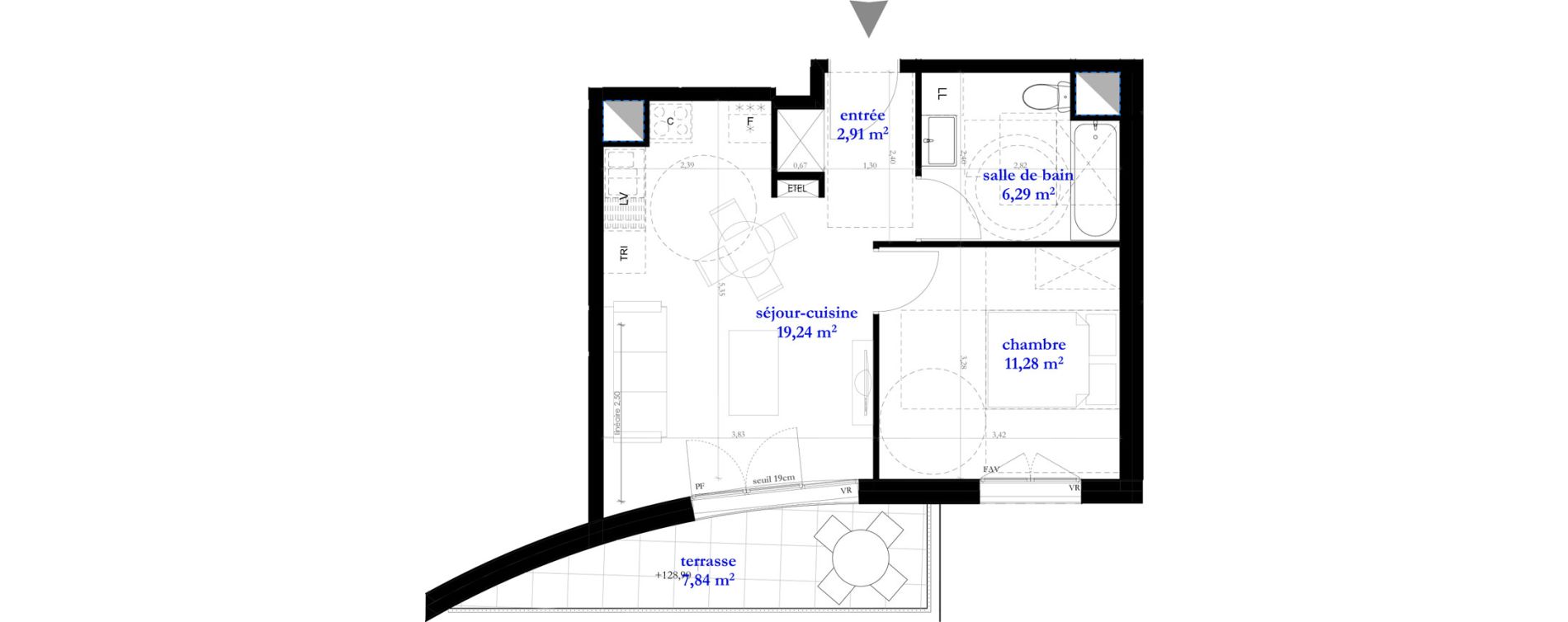 Appartement T2 de 39,72 m2 &agrave; Clichy-Sous-Bois La dhuys
