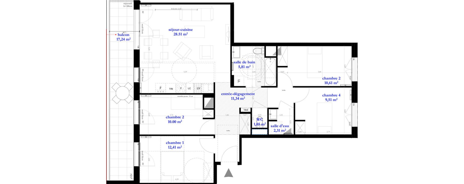 Appartement T5 de 91,63 m2 &agrave; Clichy-Sous-Bois La dhuys