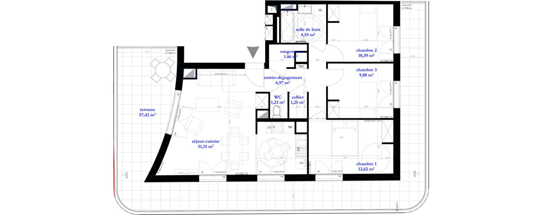 Appartement T4 de 79,89 m2 &agrave; Clichy-Sous-Bois La dhuys