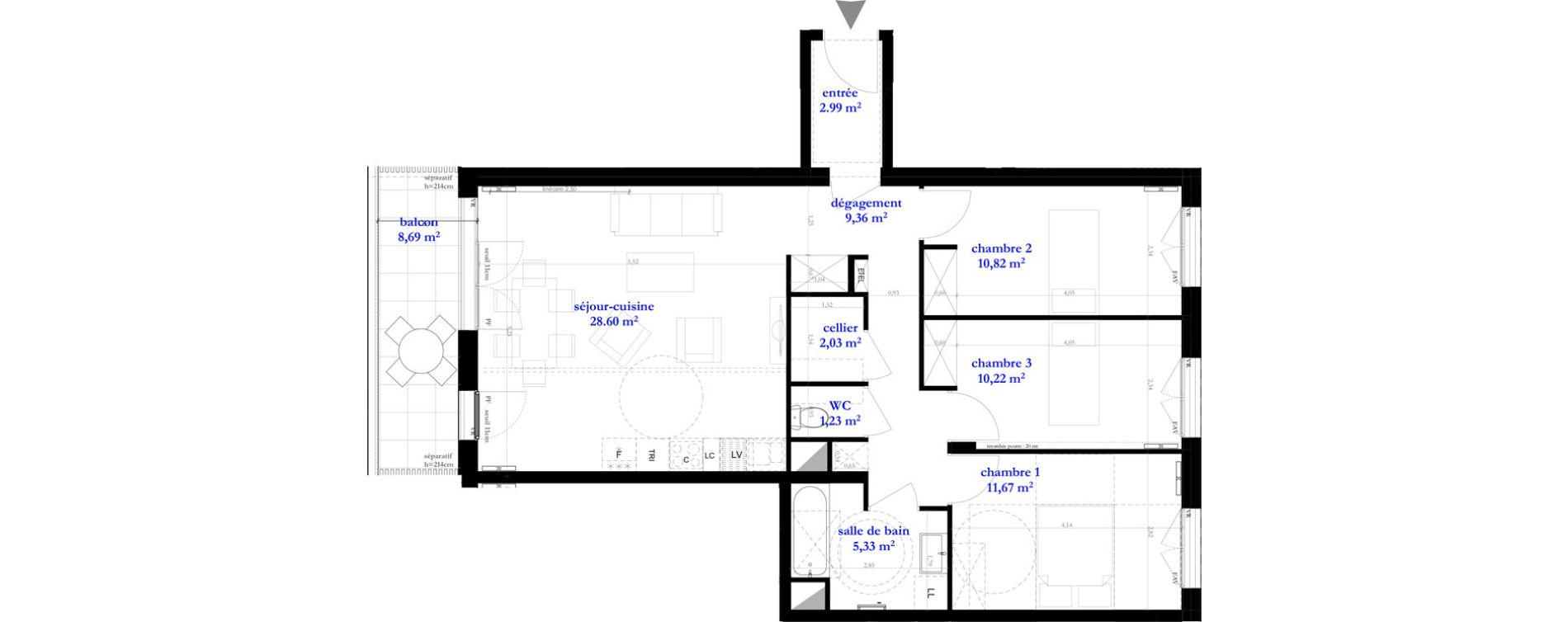 Appartement T4 de 82,20 m2 &agrave; Clichy-Sous-Bois La dhuys