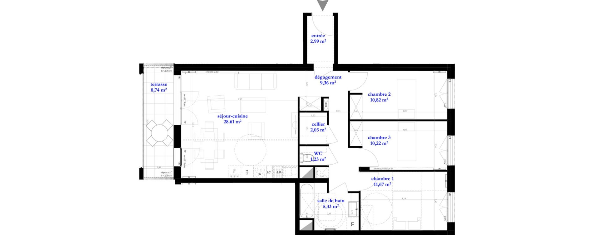 Appartement T4 de 82,21 m2 &agrave; Clichy-Sous-Bois La dhuys