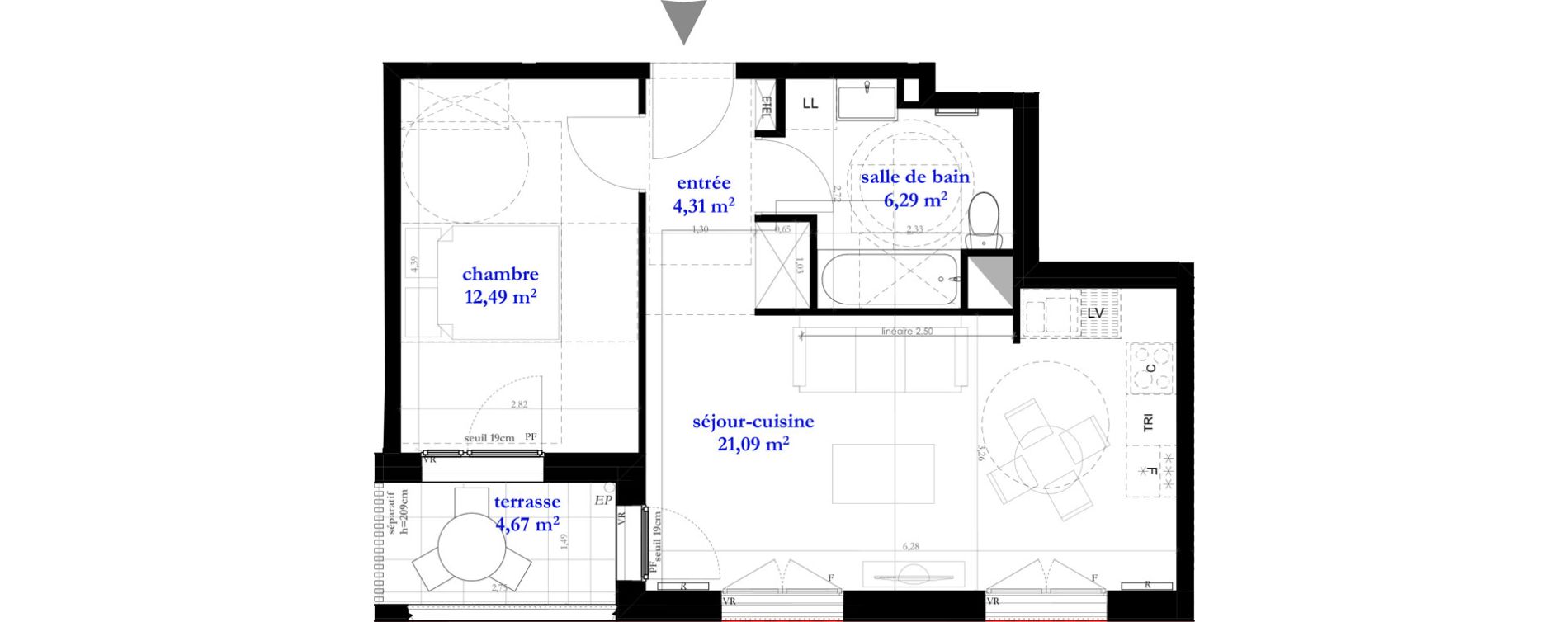 Appartement T2 de 44,18 m2 &agrave; Clichy-Sous-Bois La dhuys