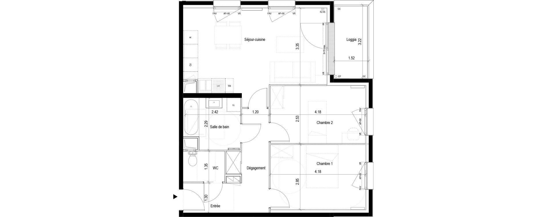 Appartement T3 de 62,92 m2 &agrave; Clichy-Sous-Bois La dhuys