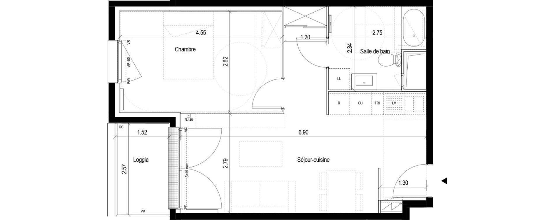 Appartement T2 de 42,73 m2 &agrave; Clichy-Sous-Bois La dhuys