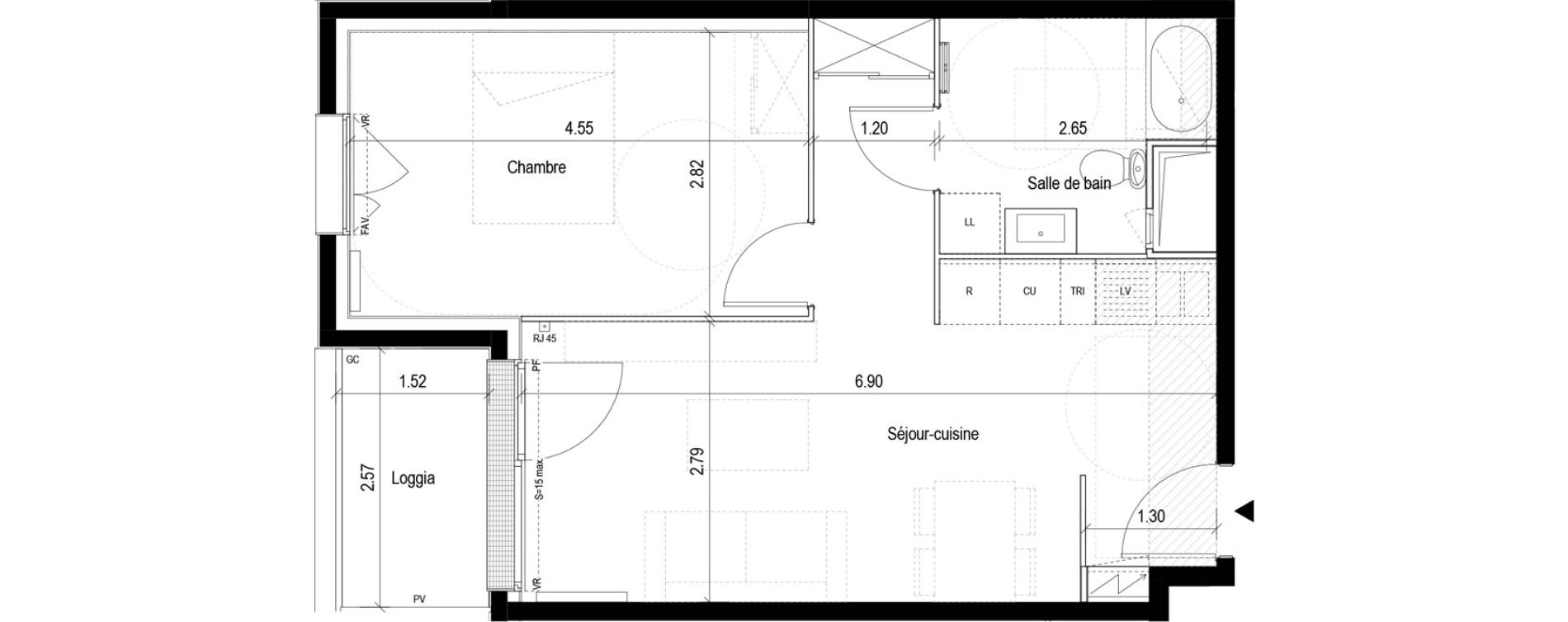 Appartement T2 de 42,73 m2 &agrave; Clichy-Sous-Bois La dhuys