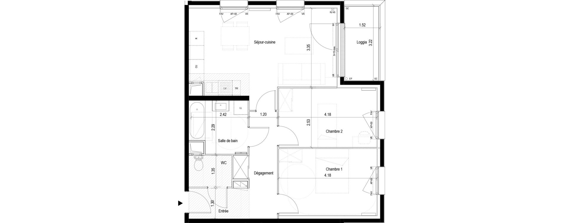 Appartement T3 de 62,91 m2 &agrave; Clichy-Sous-Bois La dhuys