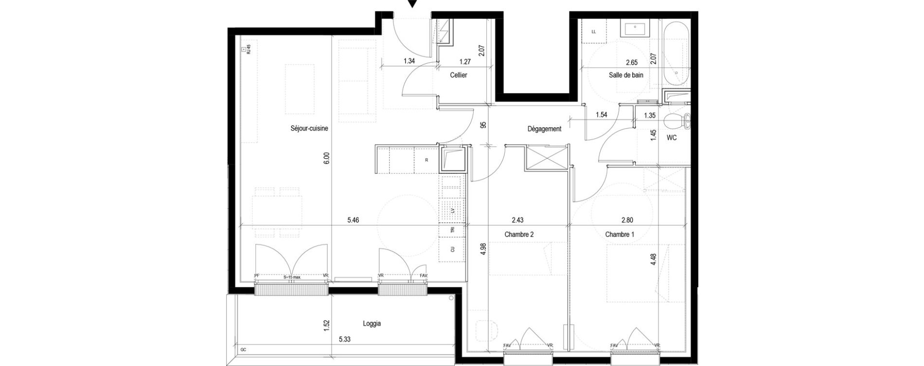 Appartement T3 de 70,48 m2 &agrave; Clichy-Sous-Bois La dhuys