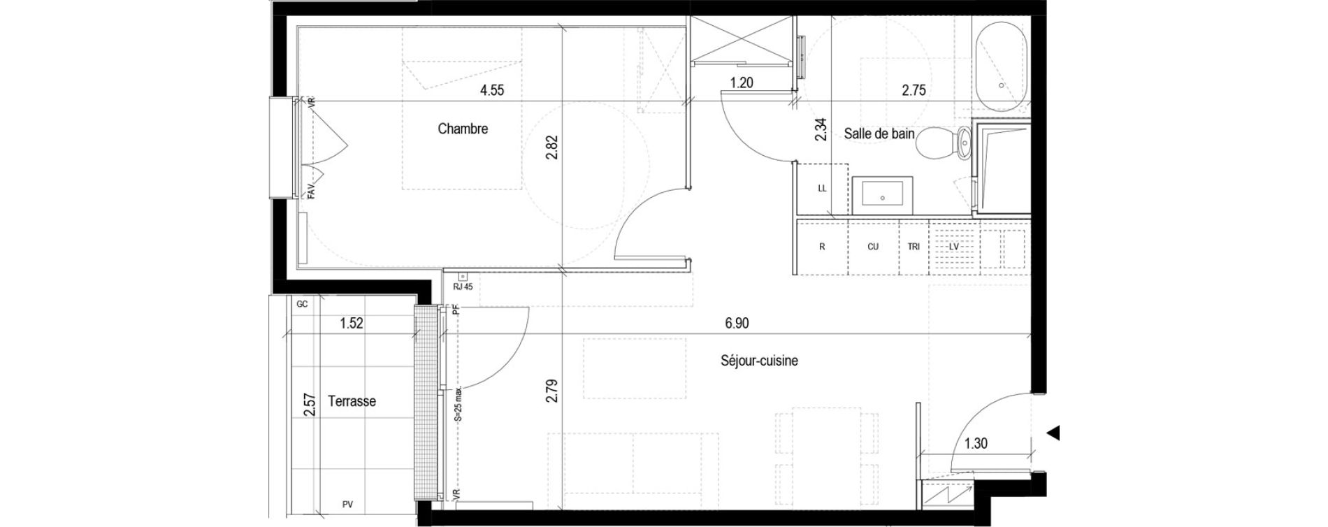 Appartement T2 de 42,73 m2 &agrave; Clichy-Sous-Bois La dhuys