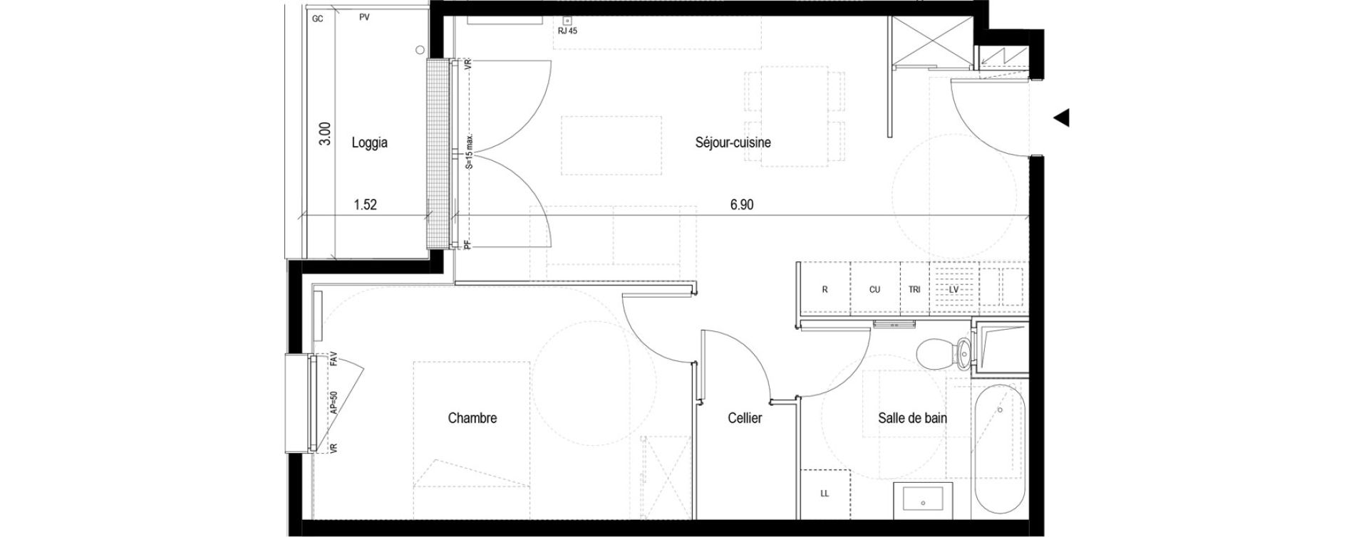 Appartement T2 de 45,15 m2 &agrave; Clichy-Sous-Bois La dhuys