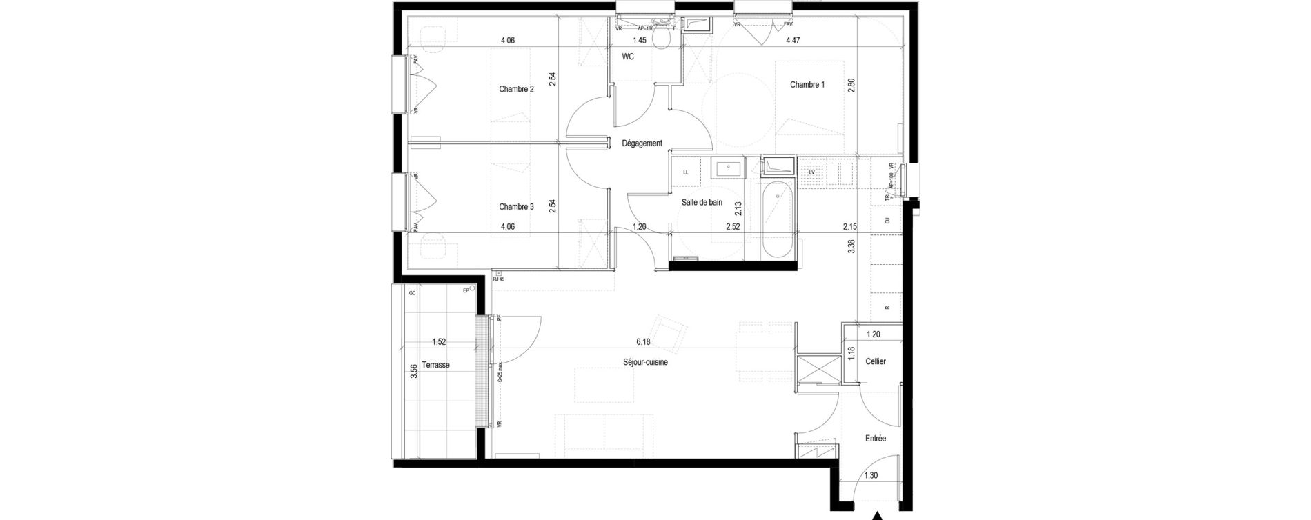 Appartement T4 de 82,64 m2 &agrave; Clichy-Sous-Bois La dhuys