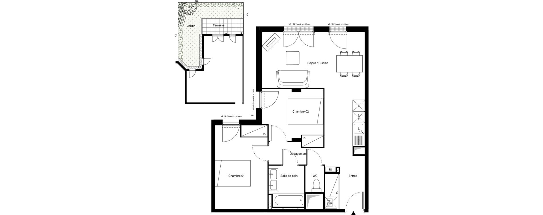 Appartement T3 de 60,89 m2 &agrave; Clichy-Sous-Bois La butte - les limites
