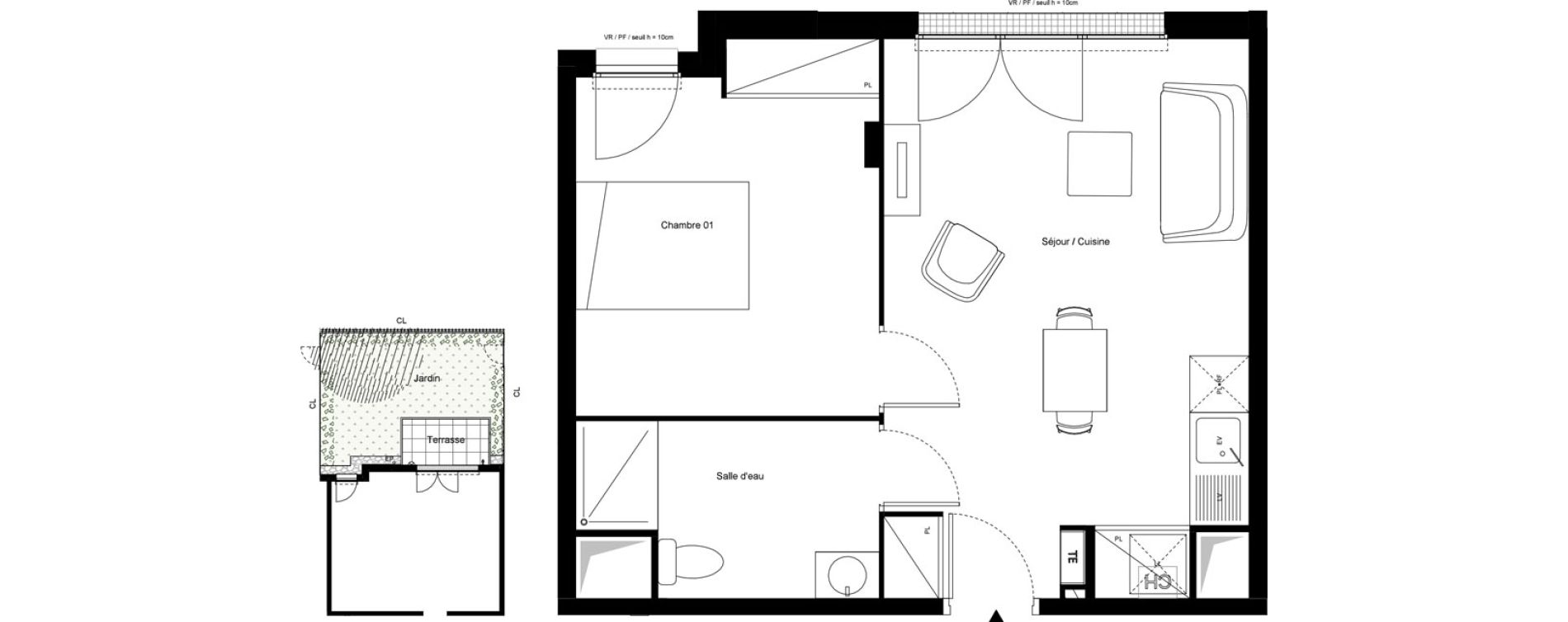 Appartement T2 de 42,75 m2 &agrave; Clichy-Sous-Bois La butte - les limites